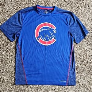Majestic Chicago Cubs Blue Graphic Cool Base  Shirt Size Men's Large